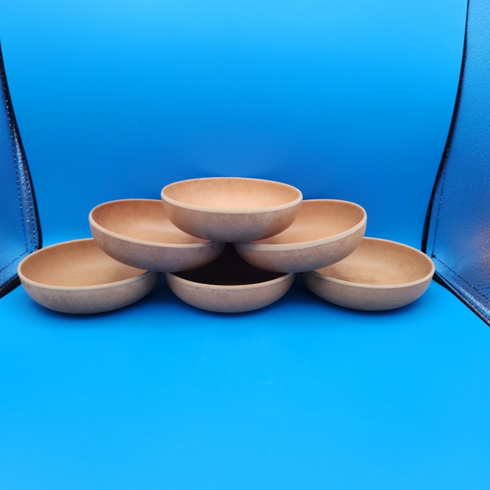 Natural Brown Ceramic Serving Bowl Set - 6-Pack